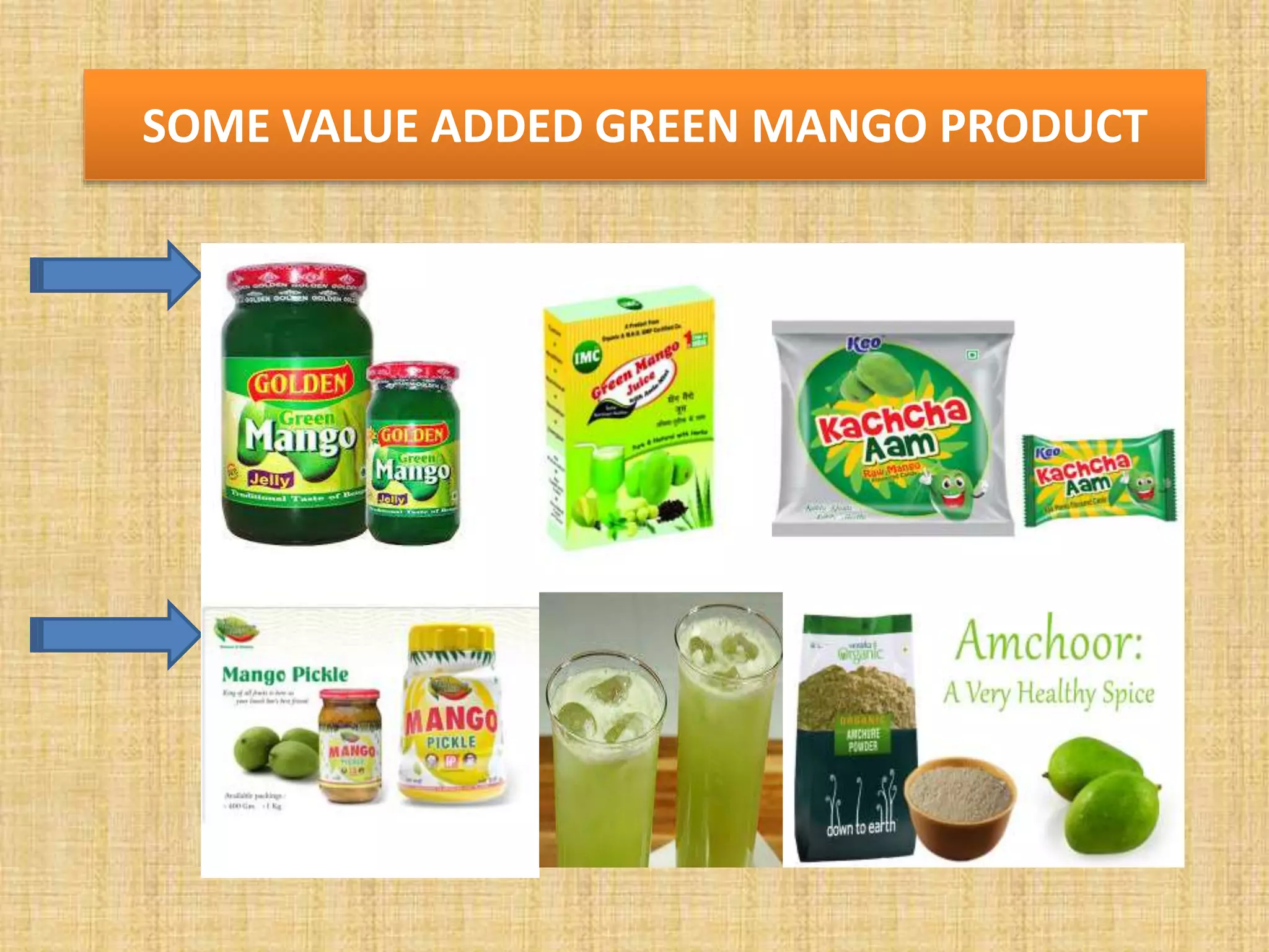 SOME VALUE ADDED GREEN MANGO PRODUCT
 