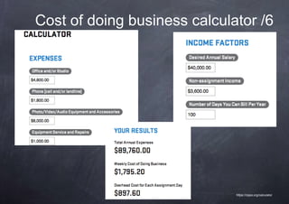 Cost of doing business calculator /6




                              https://nppa.org/calculator
 
