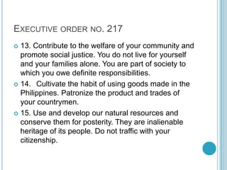 CODE OF ETHICS FOR PUBLIC
OFFICERS AND EMPLOYEES
I.     Respect and uphold the Constitution and laws of
       the Republi...