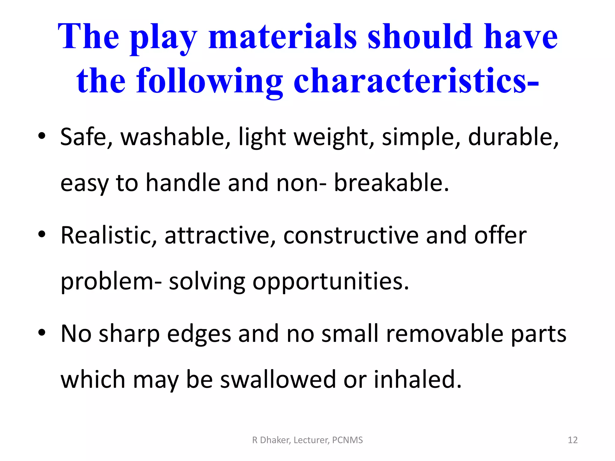 Value and selection of play PPT
