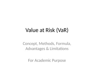 Var Formula Comprehensive Guide to Value at Risk (VaR): Concepts, Methods, and ...