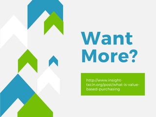 Want
More?
http://www.insight-
txcin.org/post/what-is-value-
based-purchasing
 