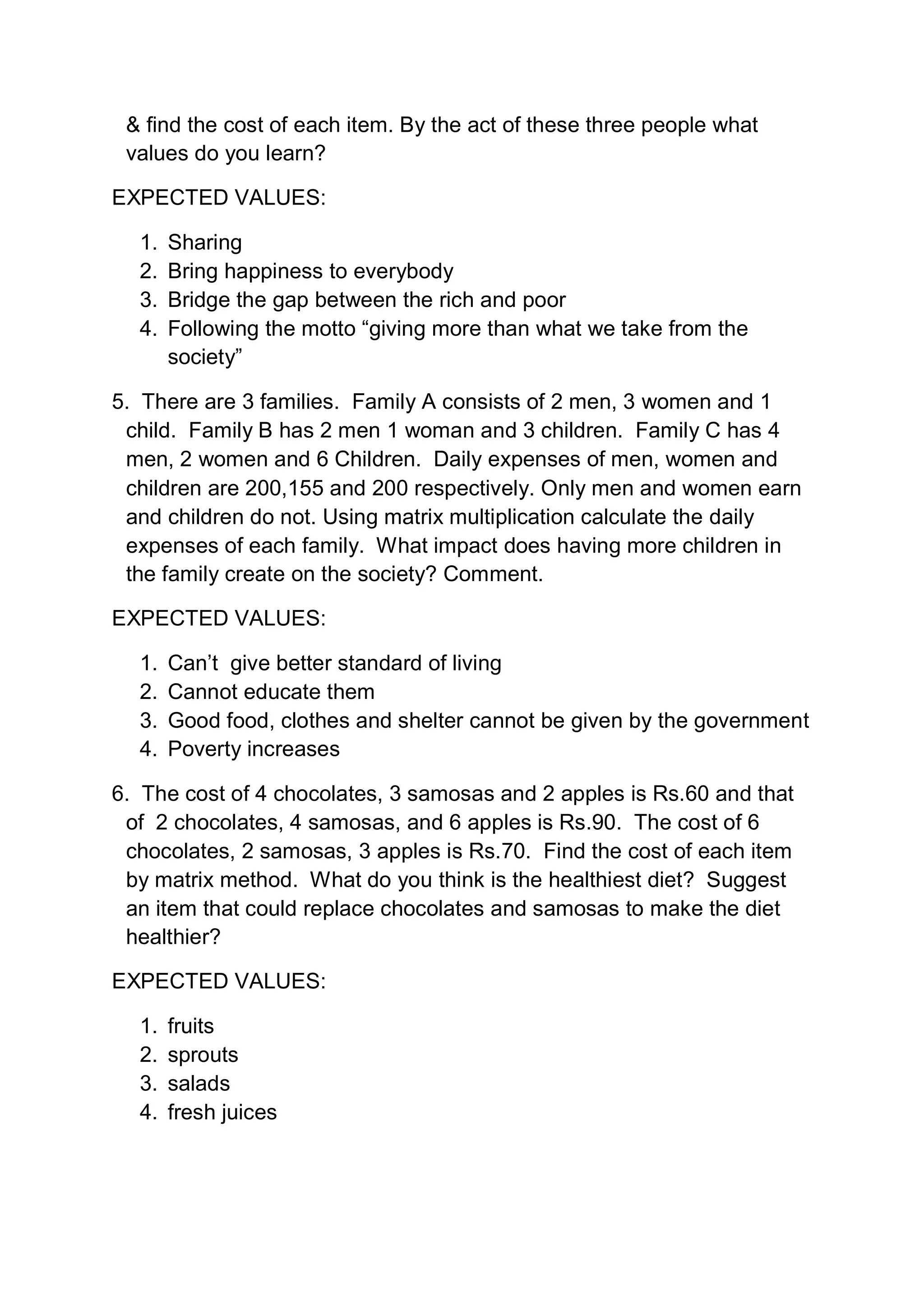 Value based questions xii maths PDF