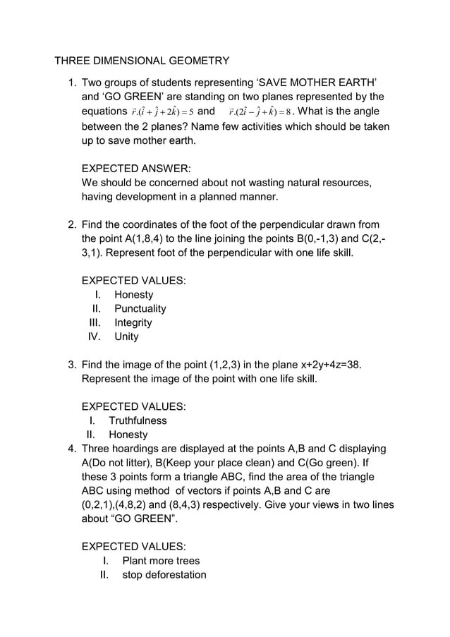 Value based questions xii maths PDF