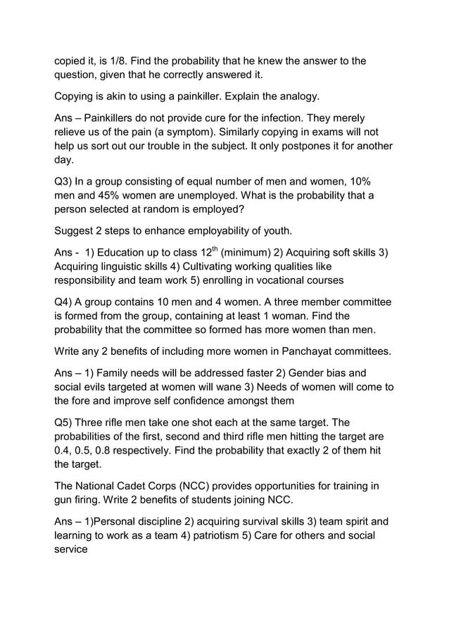 Value based questions xii maths PDF