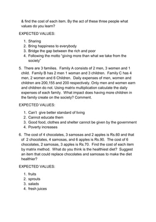Value based questions xii- maths | PDF | Nutrition | Healthy Living