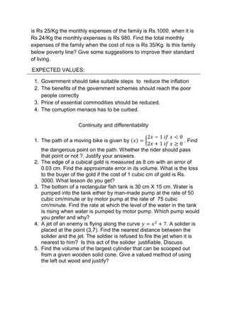 Value based questions xii- maths | PDF | Nutrition | Healthy Living