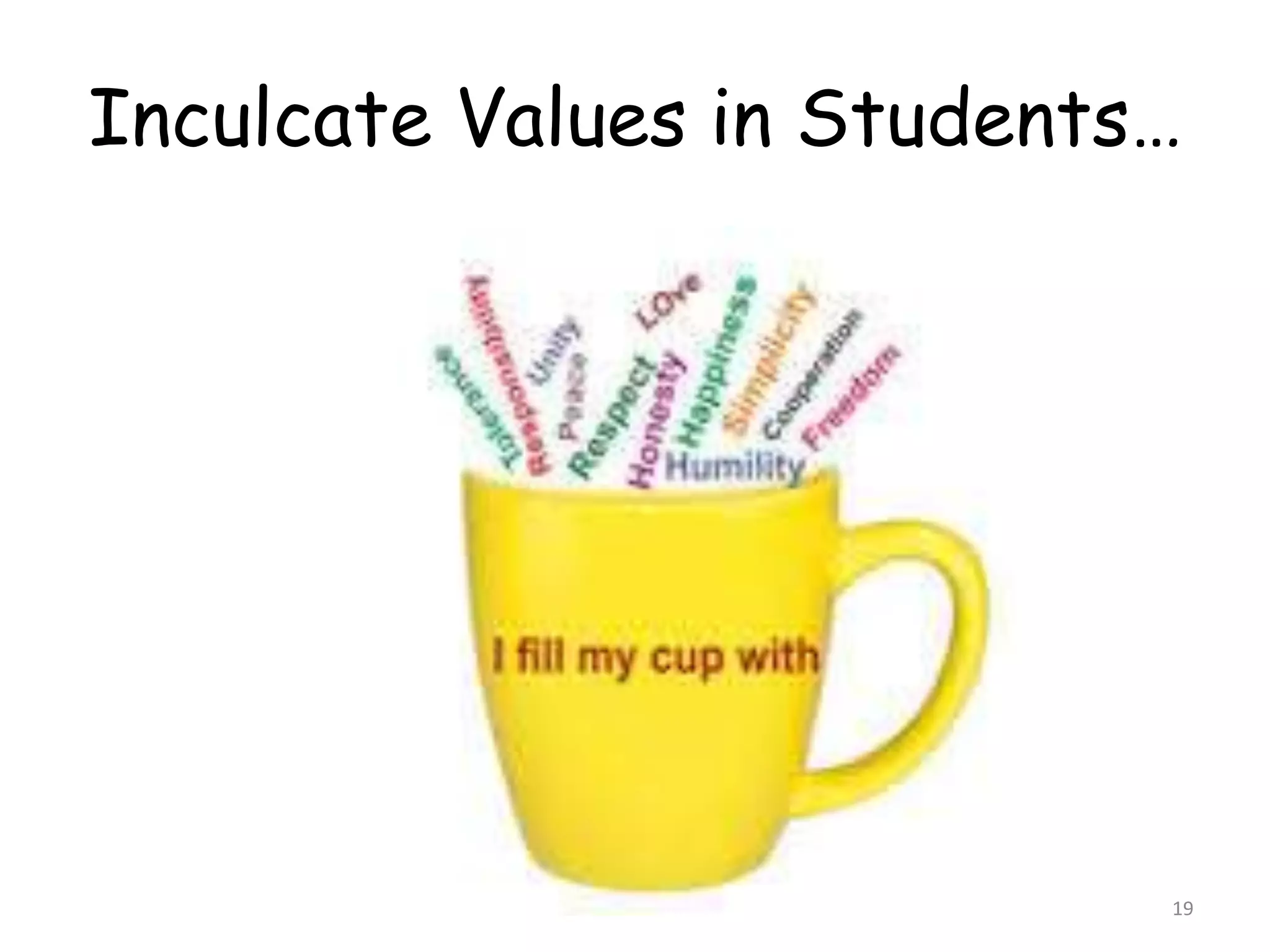 Inculcate Values in Students… 
19 
 