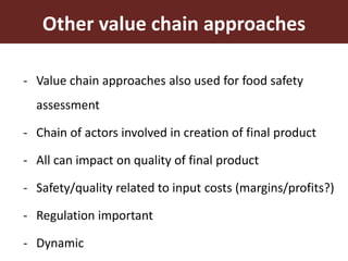 Uses of the value chain approach in livestock and beef