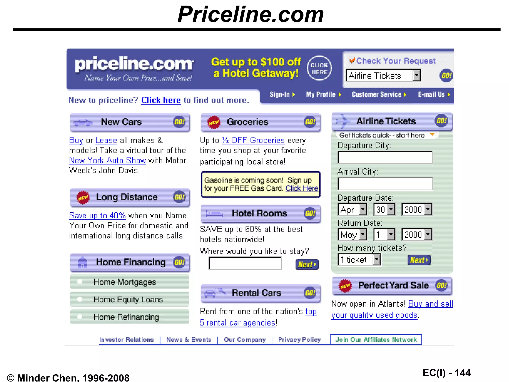 EC(I) - 144
© Minder Chen, 1996-2008
Priceline.com
 