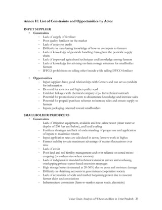 Value Chain Analysis of Wheat and Rice in Uttar Pradesh, India by USAID ...