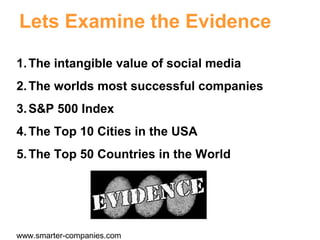 proprietary and confidential
Lets Examine the Evidence
1.The intangible value of social media
2.The worlds most successful...