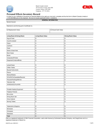 Valued Inventory - BeltinExpress Insurance Claim Form | PDF