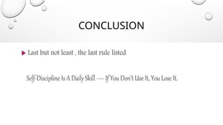 Value education - Self discipline and the maintenance of class | PPTX