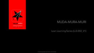 For learning purpose only. Not for commercial use
MUDA-MURA-MURI
Lean Learning Series (LLS-002_V1)
 