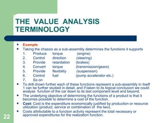 Value Analysis Exercise Example Table Value Engineering And Value Analysis | PPT