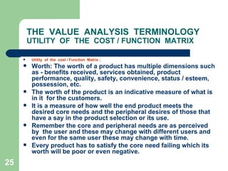 Function Cost Matrix Value Engineering And Value Analysis | PPT