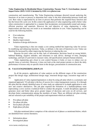Value engineering in residential house construction | PDF