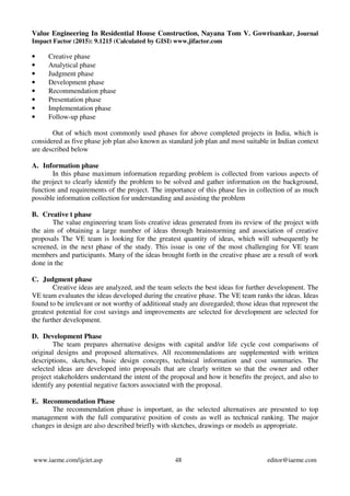 Value engineering in residential house construction | PDF