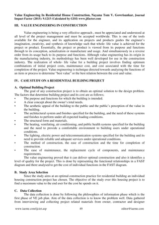 Value engineering in residential house construction | PDF