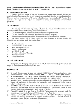 VALUE ENGINEERING IN RESIDENTIAL HOUSE CONSTRUCTION | PDF