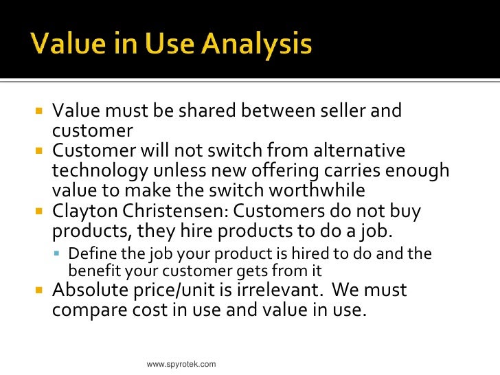 Value in Use Analysis for New Product Introductions
