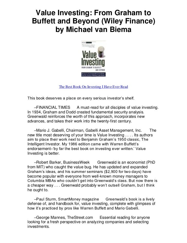 Value Investing From Graham to Buffett and Beyond Epub-Ebook