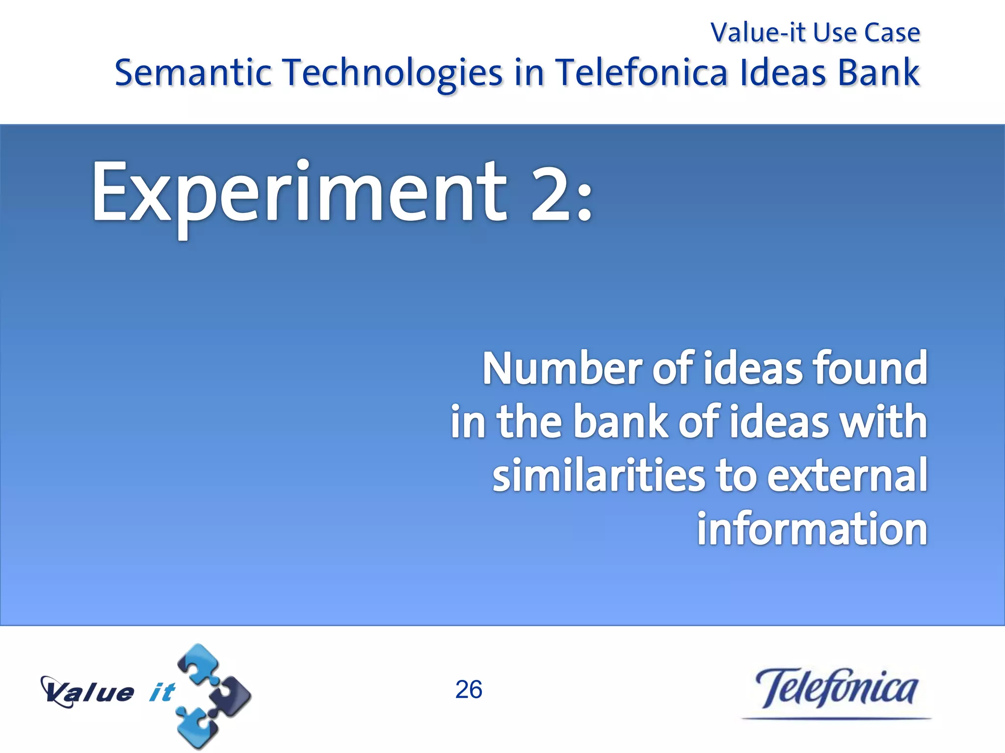 Value-it Use Case
Semantic Technologies in Telefonica Ideas Bank




                   26
 