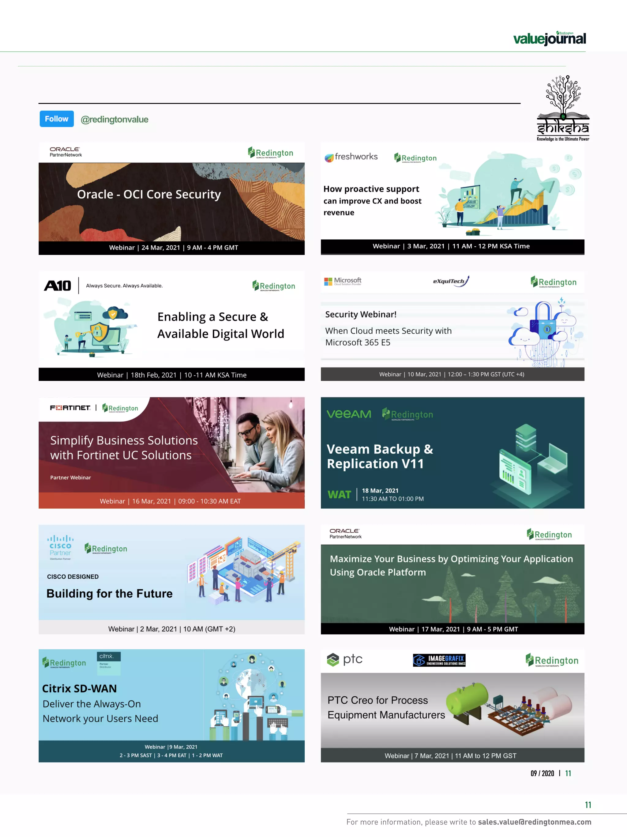 For more information, please write to sales.value@redingtonmea.com
11
For more information, please write to sales.value@redingtonmea.com
09 / 2020 | 11
@redingtonvalue
 