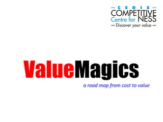 ValueMagicsa	
  road	
  map	
  from	
  cost	
  to	
  value	
  
 
