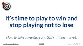 www.lucaleonardini.com Business Architect
It’s time to play to win and
stop playing not to lose
How to take advantage of a $5.9 Trillion market.
 