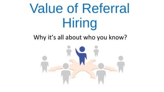 Value of Referral
Hiring
Why it’s all about who you know?
 