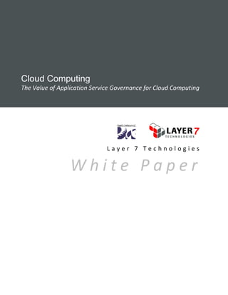 Cloud Computing
The Value of Application Service Governance for Cloud Computing




                              Layer 7 Technologies

                 White Paper
 