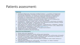 Patients assessment:
 