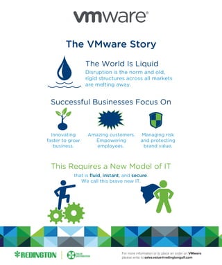 For more information or to place an order on VMware,
please write to sales.value@redingtongulf.com
 