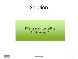 Harvard innovation lab : Michael J Skok : Startup Secrets : Value PropositionHi @mjskok
21
Problem - Summary
• Is it 4 U?
– Unworkable
– Unavoidable
– Urgent
– Underserved
• Is it blac and white?
 