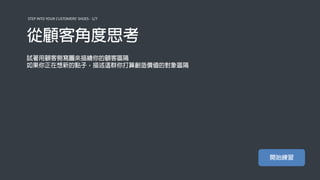 STEP INTO YOUR CUSTOMERS' SHOES - 1/7