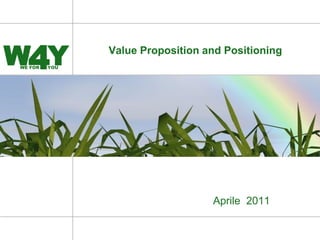W4Y
WE FOR   YOU
               Value Proposition and Positioning




                                  Aprile 2011
 