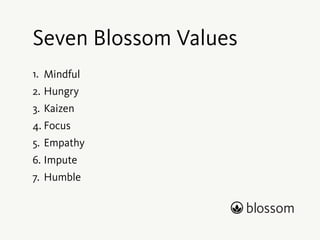 Product Teams are the ones who shape our future. 
We strive to truly understand their needs and serve 
them better than any other company. 
Thomas Schranz, 
Co-founder & CEO at Blossom 
 