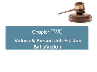 Chapter TWO
Values & Person Job Fit, Job
Satisfaction
 