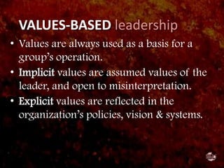 The VALUE of values<br /><ul><li>Values provide a firm foundation in times of change and uncertainty.