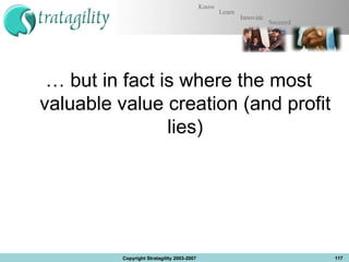 …  but in fact is where the most valuable value creation (and profit lies) Copyright Stratagility 2003-2007 