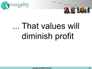 ... That values will diminish profit Copyright Stratagility 2003-2007 