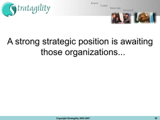 A strong strategic position is awaiting those organizations... Copyright Stratagility 2003-2007 