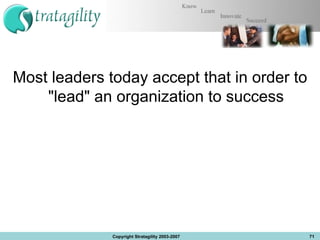 Most leaders today accept that in order to &quot;lead&quot; an organization to success Copyright Stratagility 2003-2007 