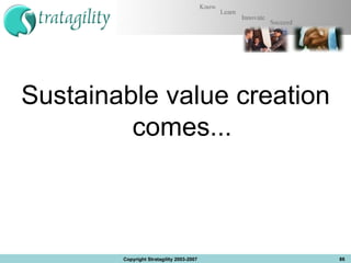 Sustainable value creation comes... Copyright Stratagility 2003-2007 
