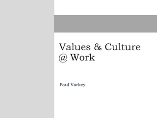 Paul Varkey
Values & Culture
@ Work
 