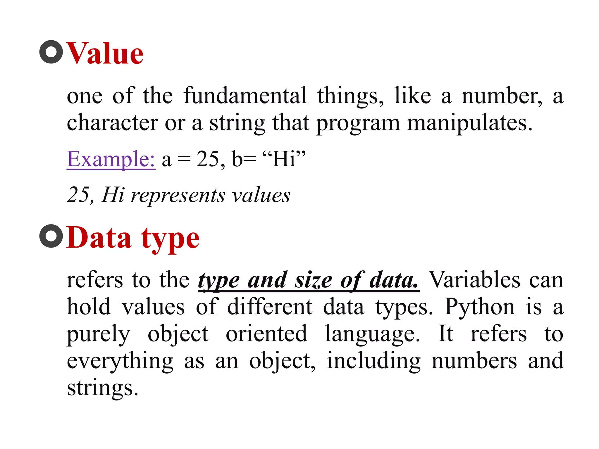Values and Data types in python | PPT