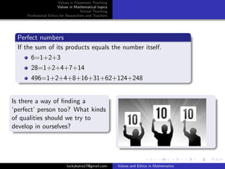 Ethics Definition Math Values and ethics in mathematics | PDF