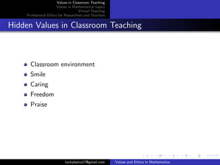 Ethics Definition Math Values and ethics in mathematics | PDF